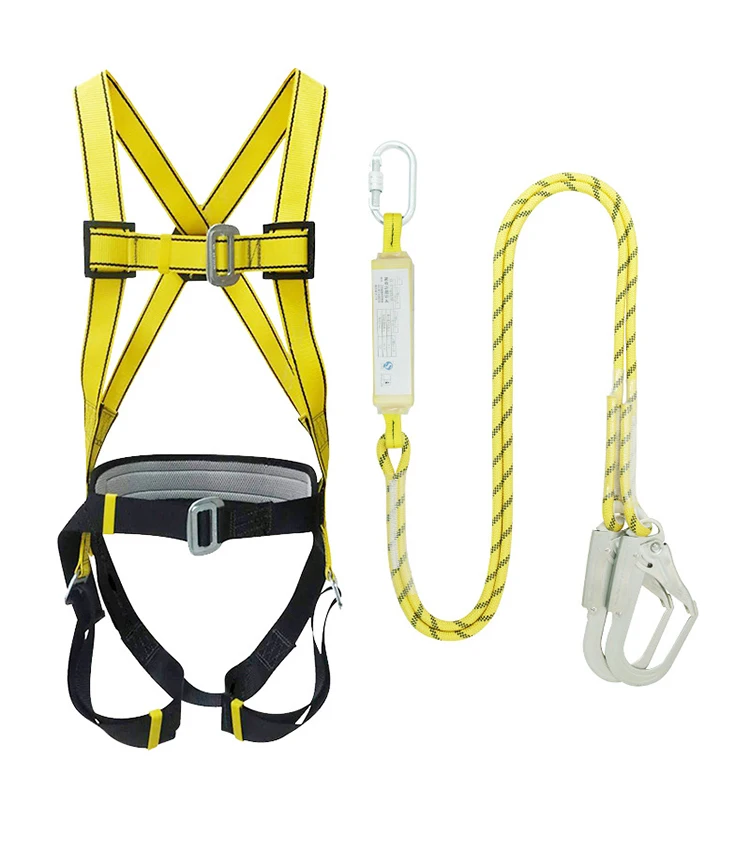 Adjustable Super Light Polyester Climbing Harness Full Body Safety Belt with Lanyard for Fall Protection