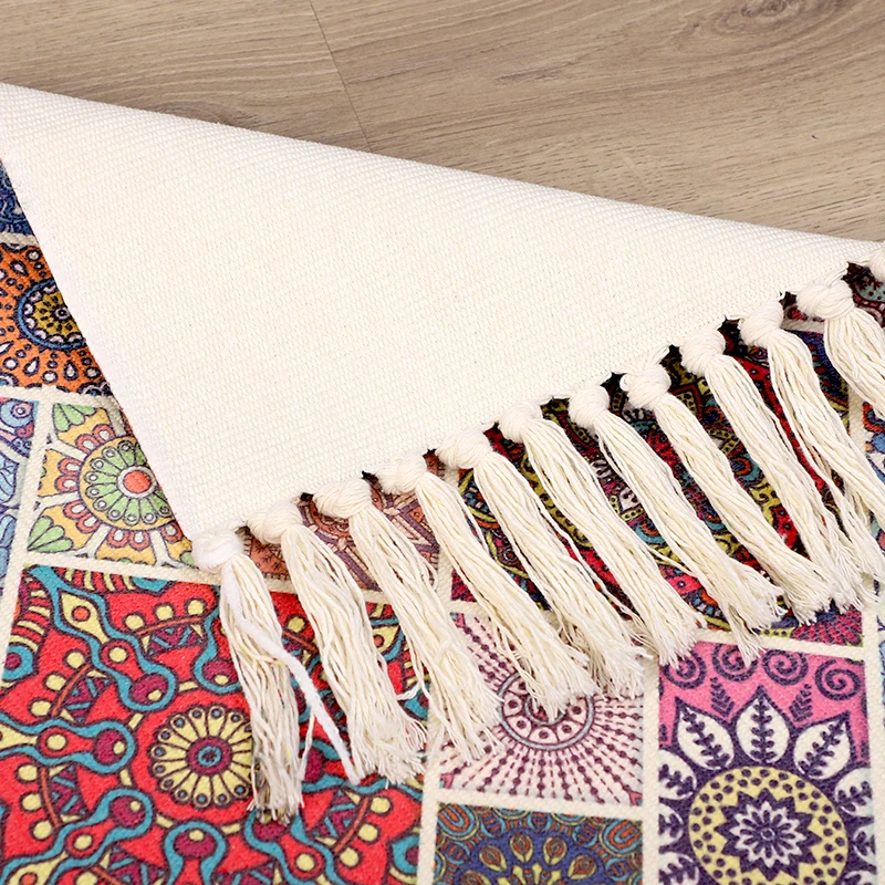 This rustic bohemian throw rug can be placed in front of the bed, sofa, table, door, entryway, etc, or even on the sofa as