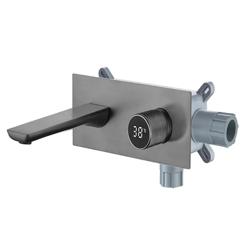 Built-In Wall Concealed Bathtub Mixer Waterfall Sink Basin Faucet Full Copper Main Smart Bathroom Faucet