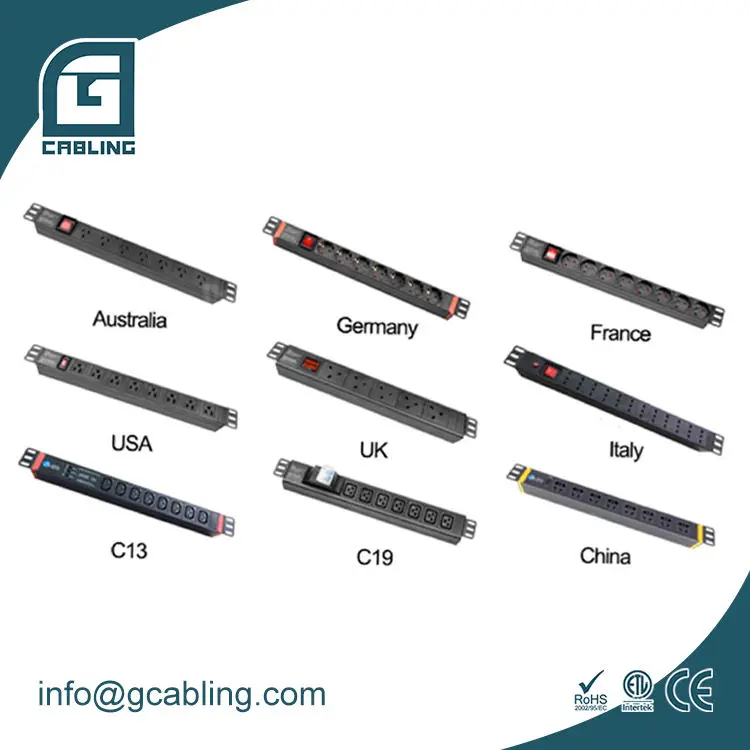 Gcabling 10 way Amertica PDU power distribution unit Amertica socket rack mount 110V 15A 10 port USA socket