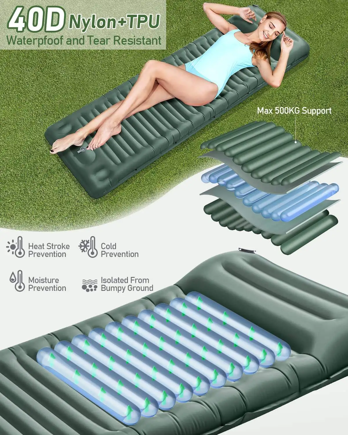 New Design Wholesale Self-Inflatable Waterproof Outdoor Self Inflating Camping Mat Air Mattress