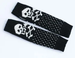 Wholesale Knitted Fingerless Gloves Women 2021 Autumn Winter Warm Long Woolen Gloves Arm Warmers Cover Skull Sleeves
