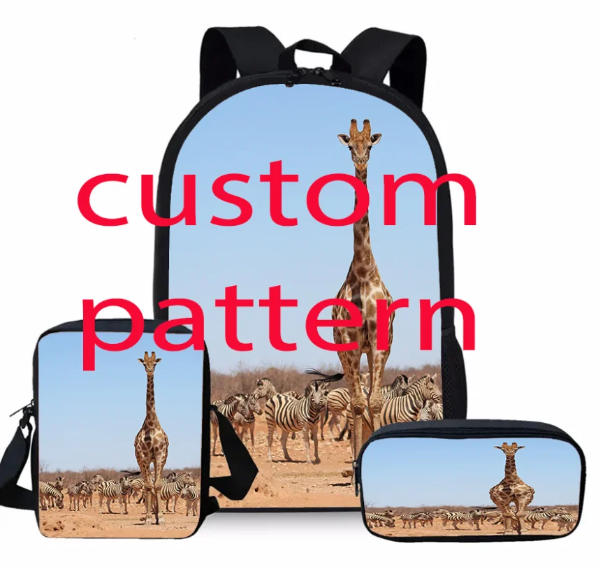 Custom 3D  Backpag Children School Bags Girls Kids Unicorn School Bag For Teenage Girls Horses Women Lunch Pencil bag