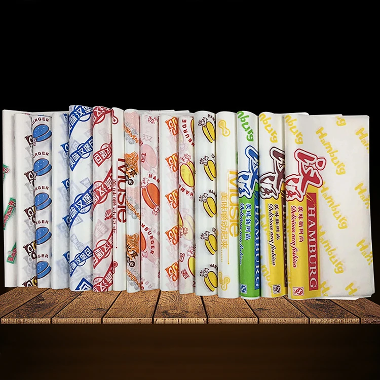 wholesale custom food grade pe coated greaseproof sandwich paper packaging and burger paper sheet for food wrapping