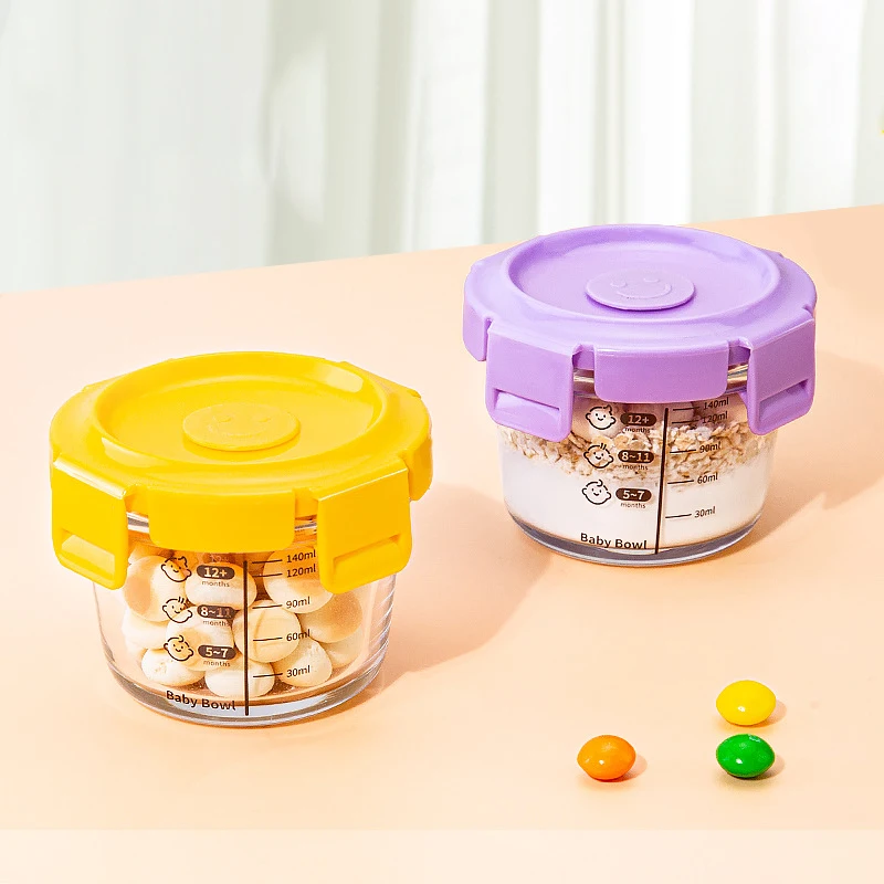 Mini 4oz Glass baby food storage container glass jar with leak proof airtight lid BPA free