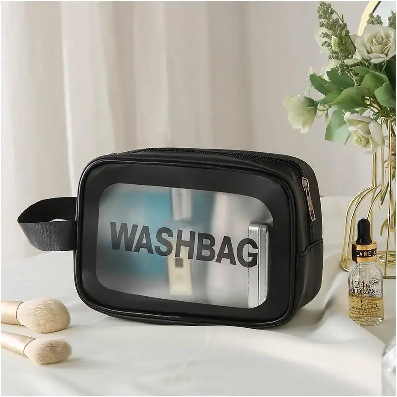 Cosmetic Tote Bags Clear Black Large Capacity Tote Pouch Zipper Custom Terry Cloth Pvc Toiletry terry towling cosmetic bag