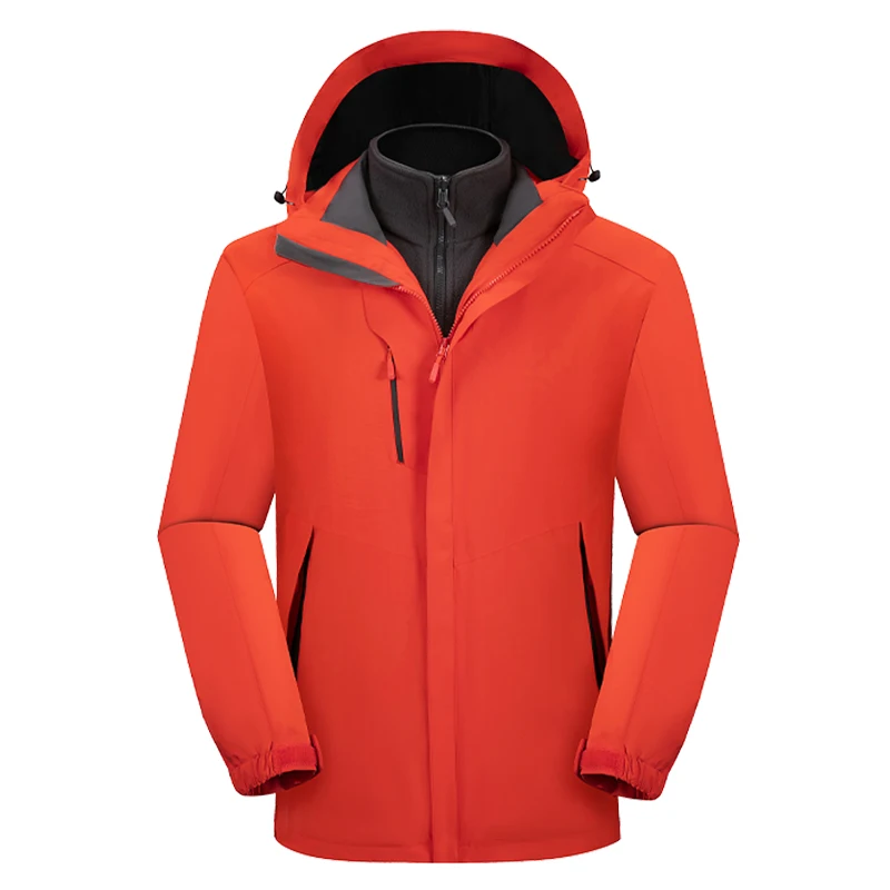 2021 Outdoor jacket customized printed logo team work clothes mountaineering wear three in one windproof