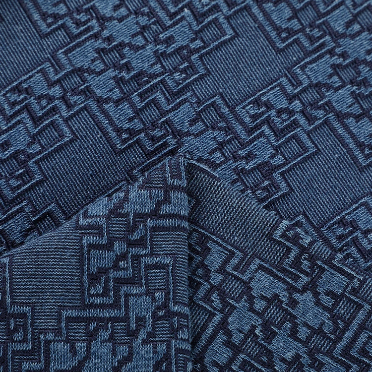 Classic Pattern Jacquard Knitting Cotton Polyester Blends Fabric Brocade Jacquard Fabric For Dress