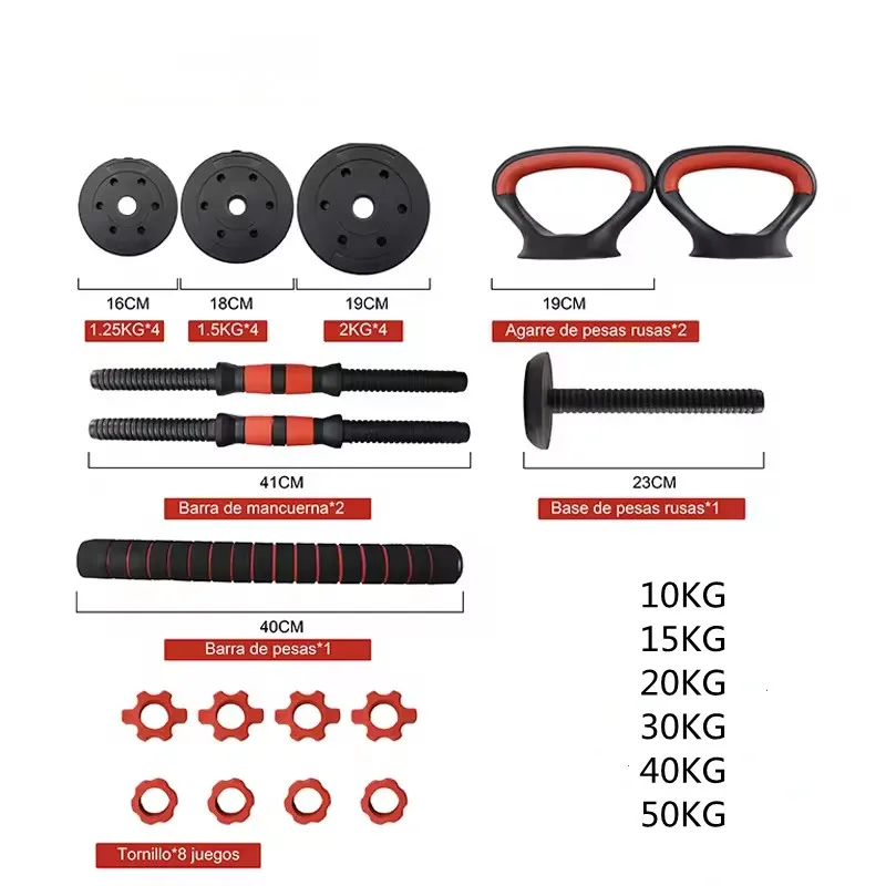 Wholesale Custom Logo Free Weights 10 15 20 30 40 50 KG adjustable cement dumbbell set