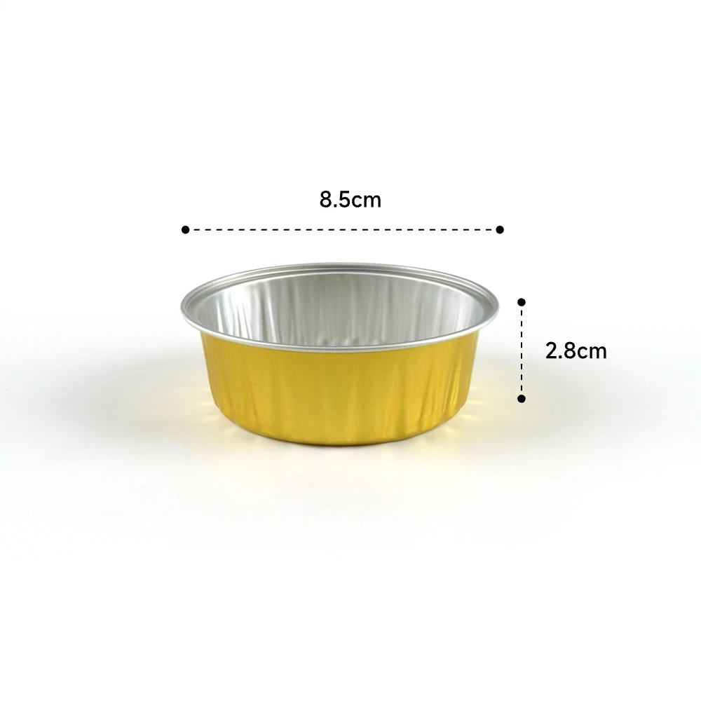 Gold Color Disposable Round Food Grade Aluminum Foil Bowl Baking Containers for Food Packaging
