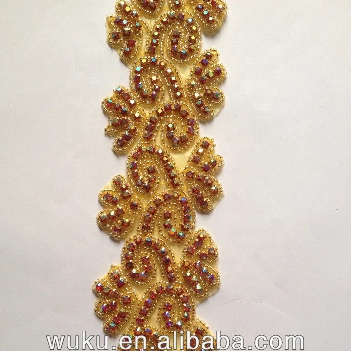 special colorful crystal beads gown trimming belt