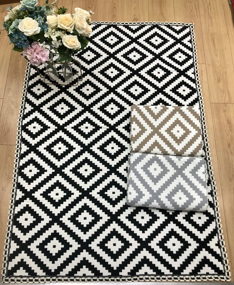 Cotton Thread Jacquard Braid Carpet Modern Simple Living Room Bed Rug Thickened Multi-size Floor Mat