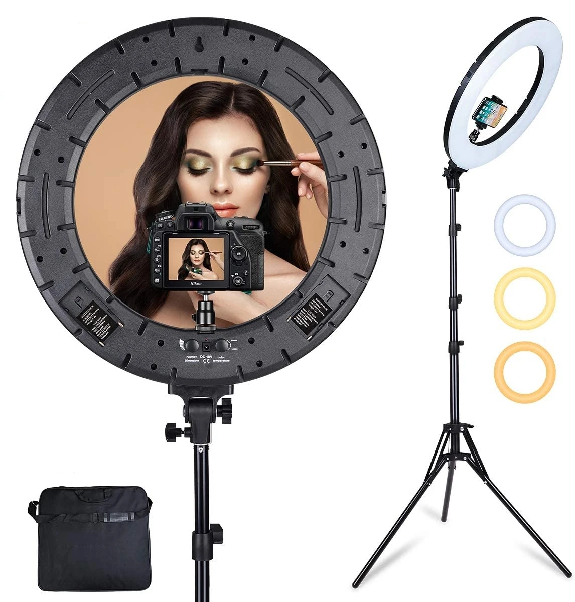  Дистанционное светодиодное кольцо света 18 дюймов Ringlight фотографии кольцевая лампа для макияжа LED с подставкой типа «Горячий башмак камеры и