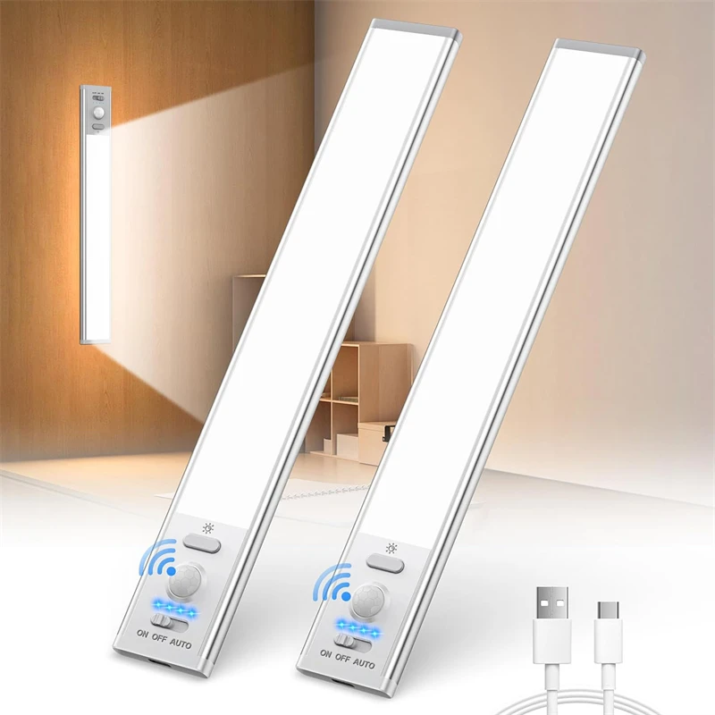 Spot goods Motion Sensor Under Cabinet Light 10cm USB Rechargeable Battery Operated Wireless Magnetic Dimmable LED Closet Light
