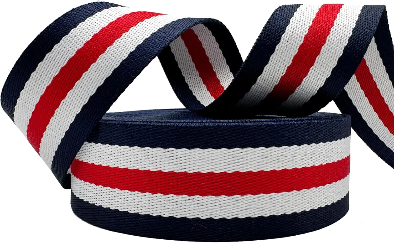 Factory wholesale 1.5inches striped jacquardpolyester/cotton webbing strap roll