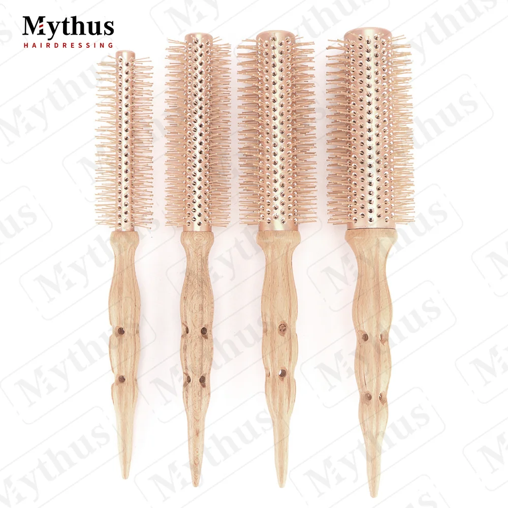 Ceramic Hot Plated Aluminum Barrel Nylon Bristle Round Hairbrush Small/Medium/Large Beauty Salon Roll Comb Brush For Root Volume