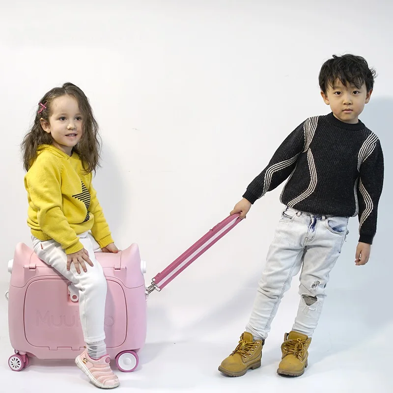 Ready to ship 6 options function children sleeping bed Eco-friendly scooter boarding kids suitcase Lovely toddler luggage bag