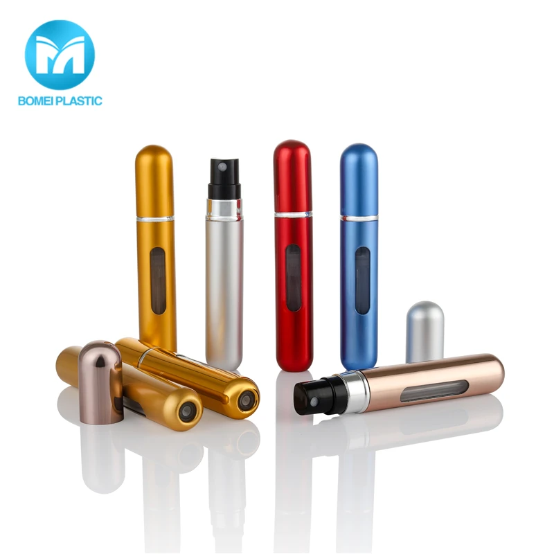 Luxury mini 5ml 8ml acrylic refillable aluminum rose gold perfume spray container perfume bottles