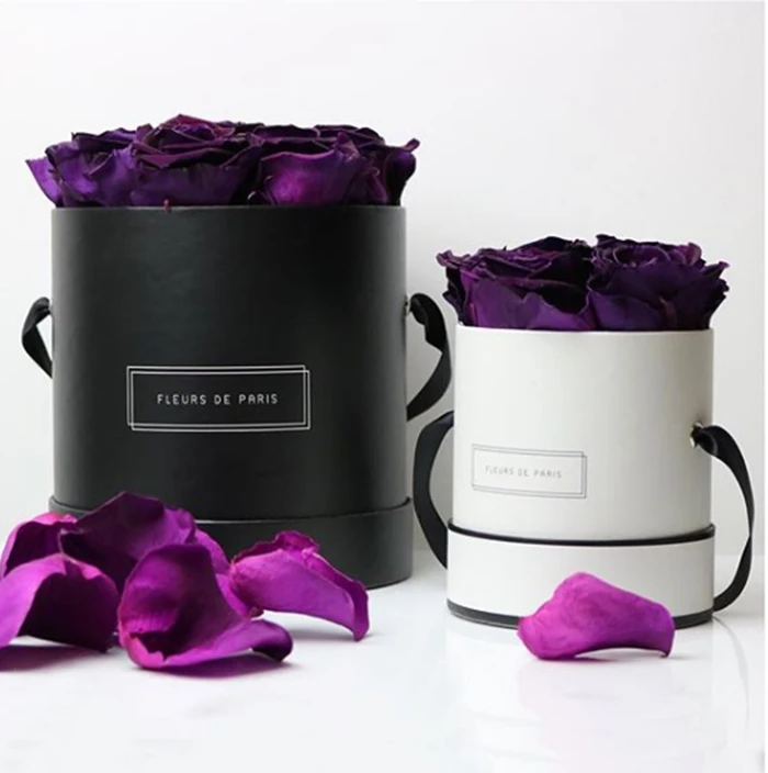 Luxury Gift Cardboard Cylinder Round Tube Florist Rose Shipping Paper Flower Valentine Gift Packaging Box