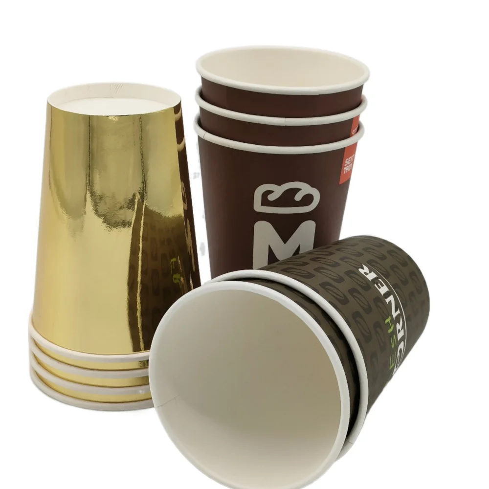 Customized Recyclable Drinks Beverages Coffee Cup Wax Paper Cup with Lids 2.5oz 6.5oz 7.5oz