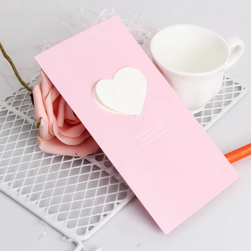Custom Printing Logo Wholesale 3D Heart Wings Bow Festival Two Fold Wishing Gift Paper Greeting Card