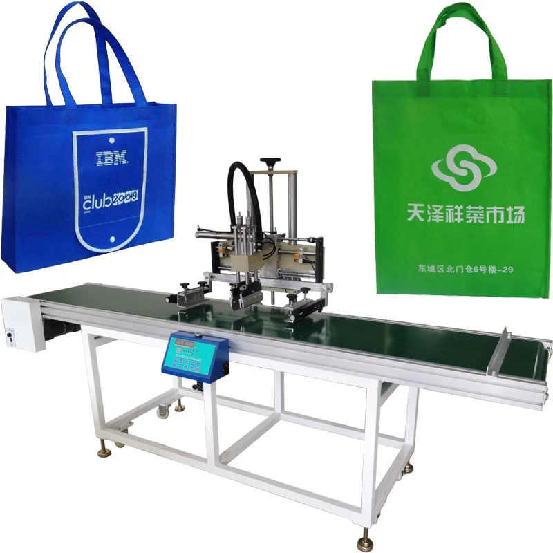 
Non woven bag screen printing machine with conveyor 