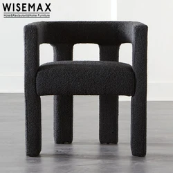 WISEMAX FURNITURE Nordic dining room furniture Solid wood frame chair Cube white sponge upholstery fabric dining armchair