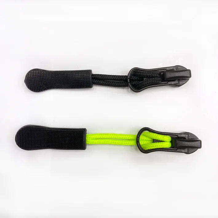 Rope injection molding pull end Plastic Pull rope sliders custom engraved zipper pull