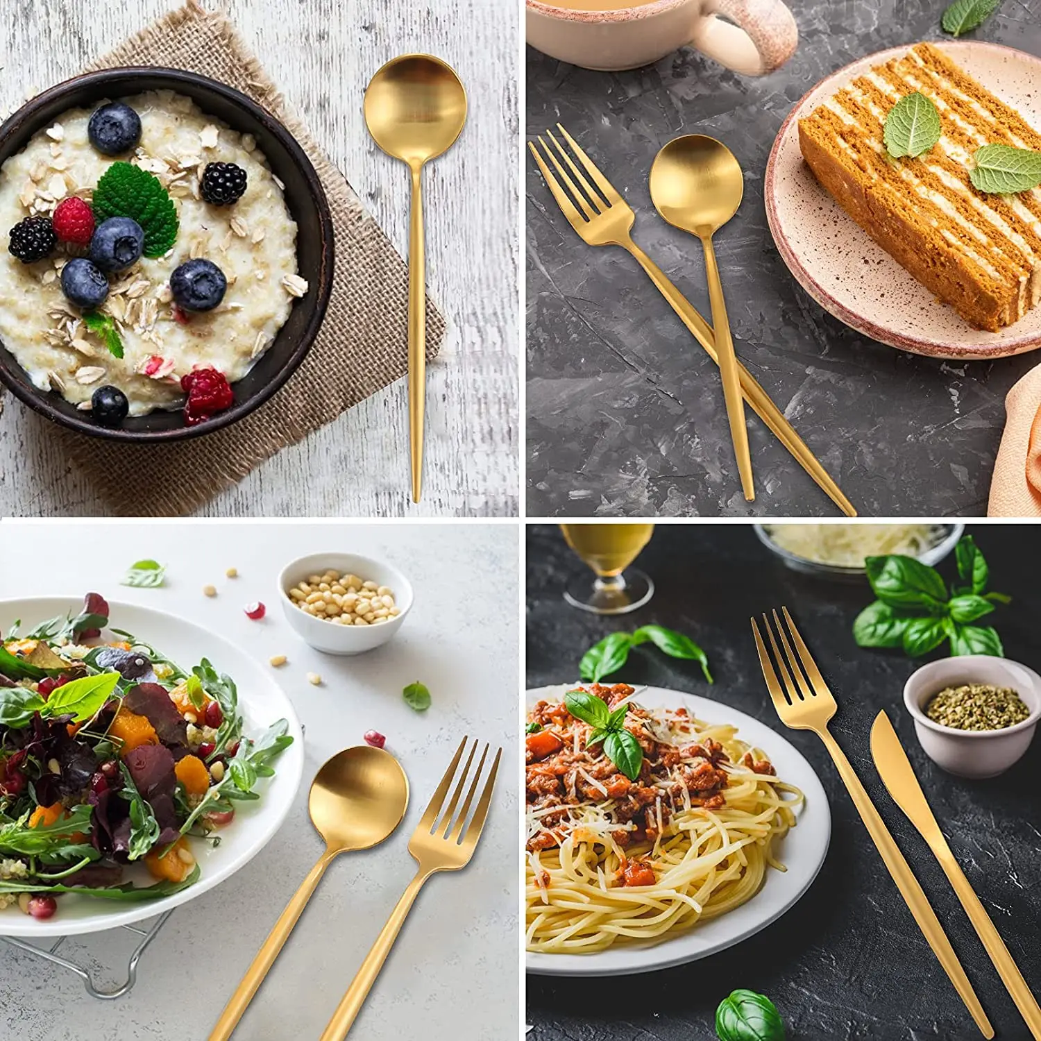 Restaurant 1810 Reusable Dinner Gold Table Coffee Tea Spoon Gold Cuttlery Flatware Wedding