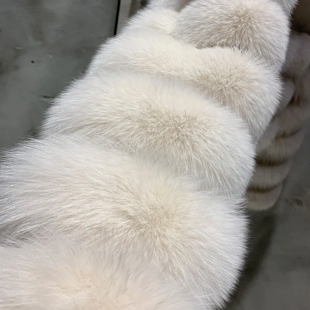 2024 hot sale stripe jackets fur winter warm bomber fur coat genuine fox fur jacket for lady