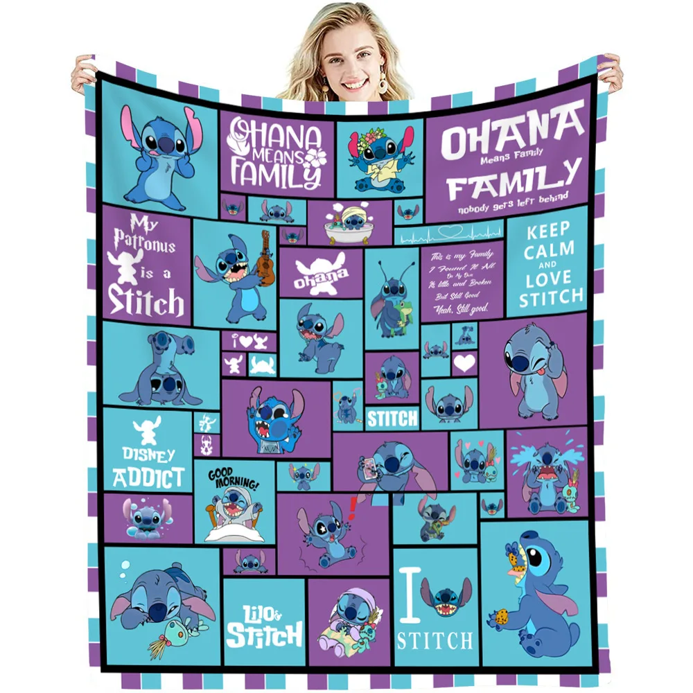 New Hot Christmas Valentines Gifts Cartoon Anime Stitch Blanket Custom Sublimation Fleece Flannel Travel Throw Blankets
