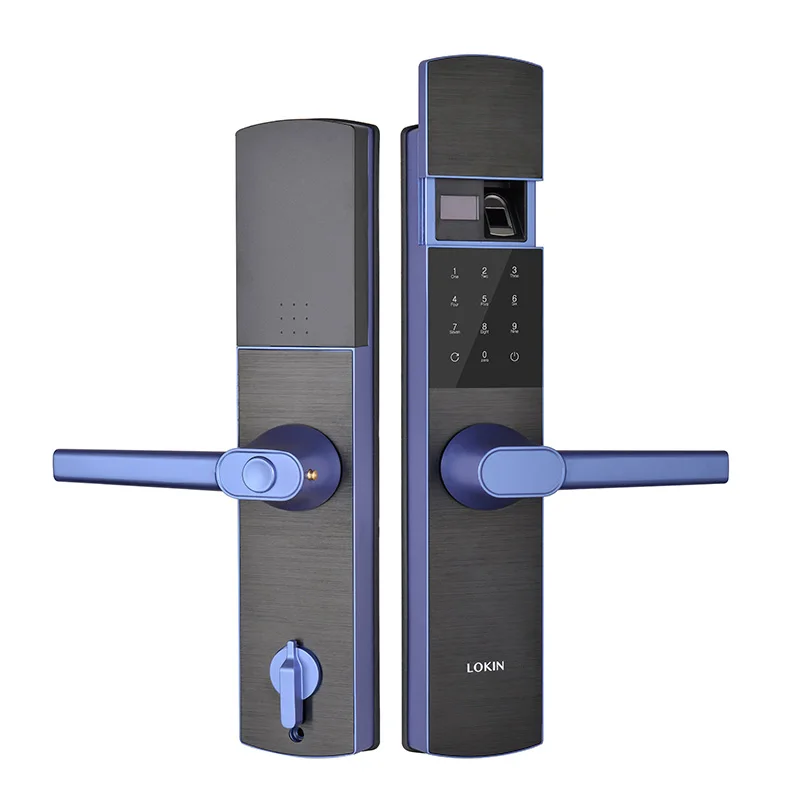 Golden Zinc Alloy Fingerprint Digital Electronic Board Smart Door Lock With Cover Plate