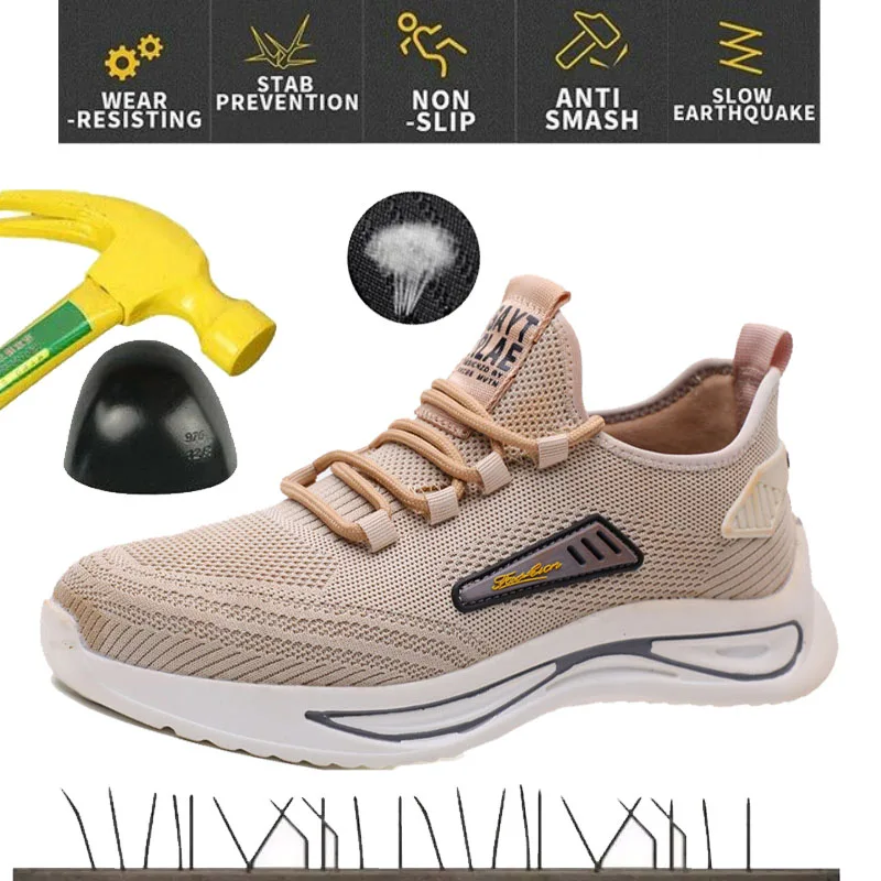 Steel Toe Shoes for Men Work Women Lightweight Air Cushion Sneakers Slip Resistant Safety Work Boots Indestructible Shoe