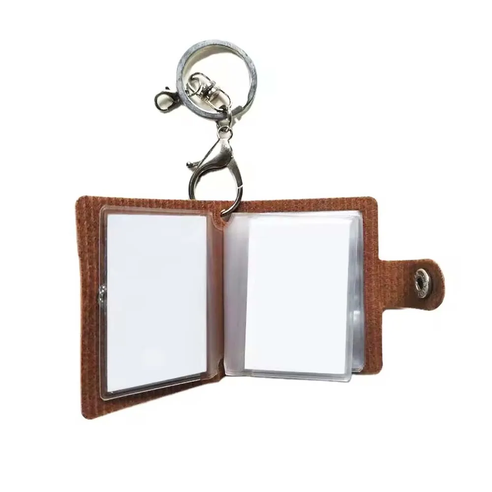New Custom Blank Sublimation Mini Photo Album Keychain PU and PVC Inner Page Keyring Picture Frame keyring Metal  Keychains