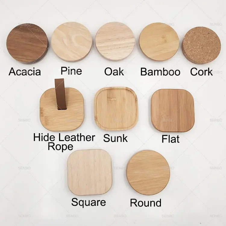 Square Transparent Airtight Borosilicate Glass Food Storage Jar with Acacia Wood Hand Lid for Candy Tea Coffee Bean