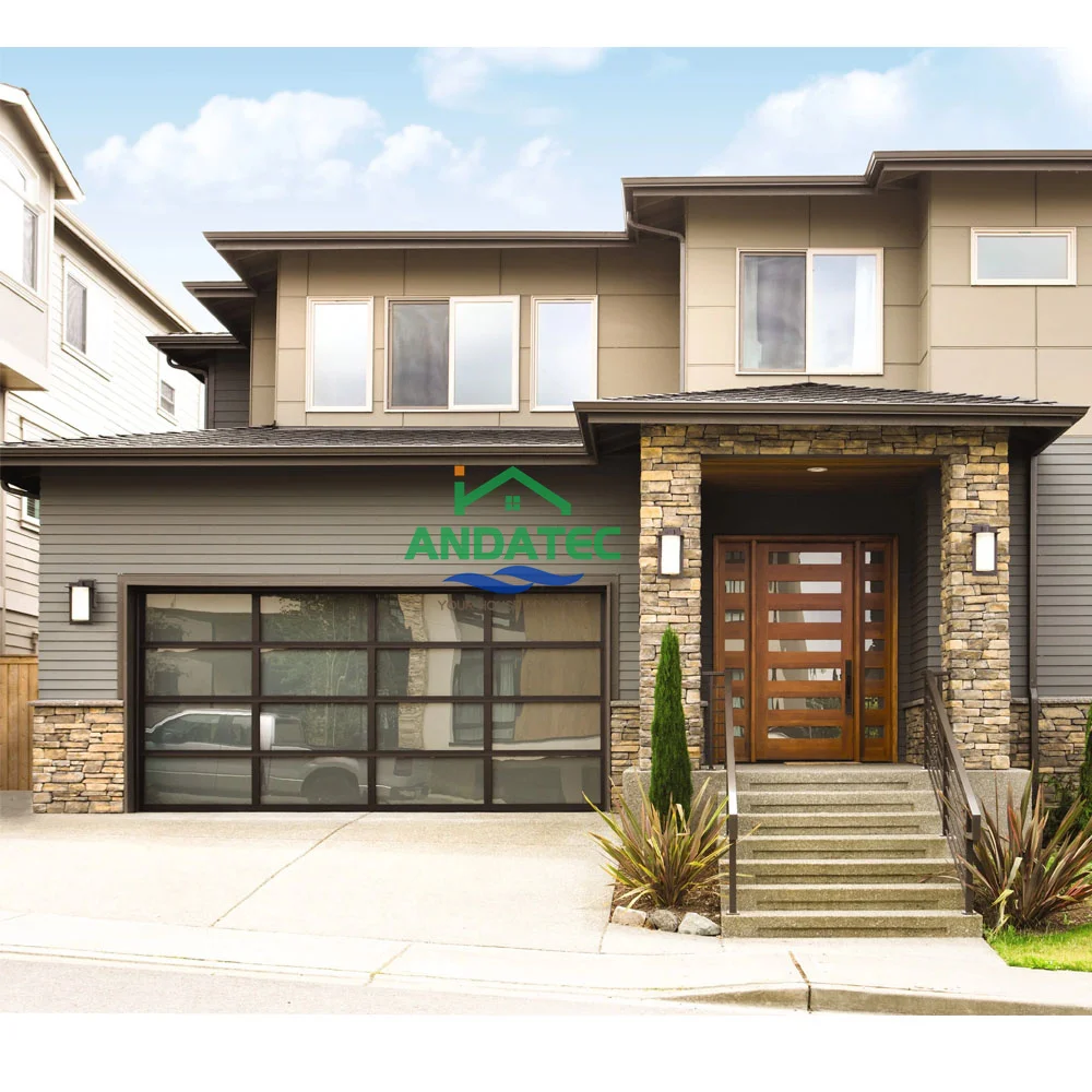 9x8 9x7 16x7 Modern sectional overhead full view aluminum tempered glass panel garage door price plexiglass garage door