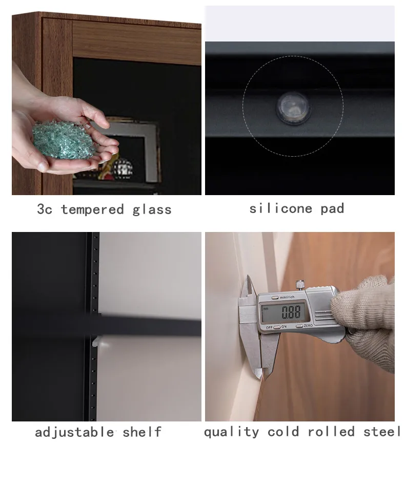 Wood Grain Transfer Steel locker Metal Storage Cabinet Filing Cabinet With 2 Glass Door And 2 Metal Door wardrobe