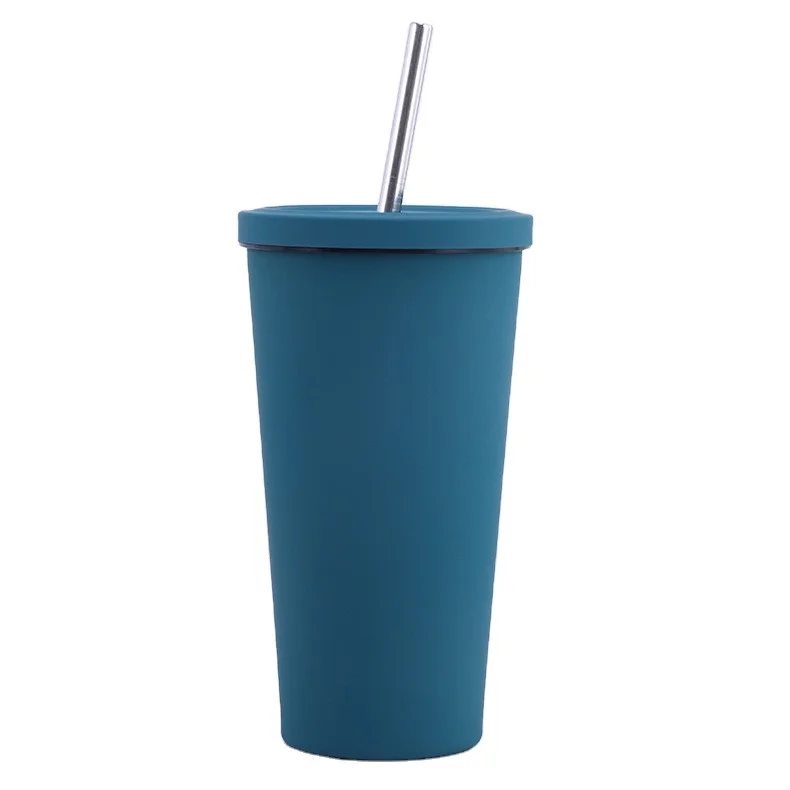 Rubber  Paint  500 /750 ml  Hot sale stainless steel travel  cup with straw, custom logo  double wall straw drinking tumbler