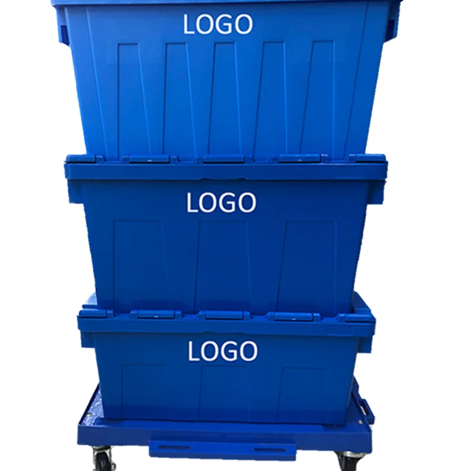 70-Liter Heavy-Duty Nestable Moving Boxes Plastic Crate Solid Style for Moving Largest Size round Trip Totes