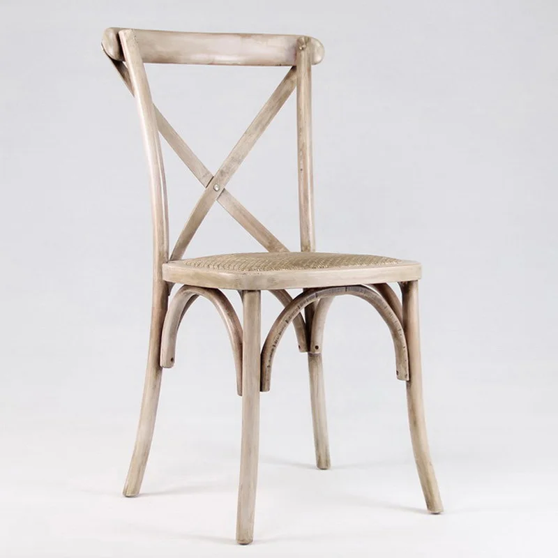 Wholesale Rustic Dining Chairs Beech Solid Wood Frame Cross Back Chair