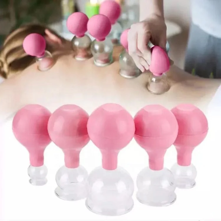 Wholesale 5 Pieces Set Custom Logo Anti Cellulite Massager Vacuum Glass Silicone Rubber Hijama Cupping Cups