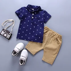 Детская одежда 2020, рубашка-поло для мальчиков, Лидер продаж на Amazon, комплект детской одежды в Корейском стиле с коротким рукавом