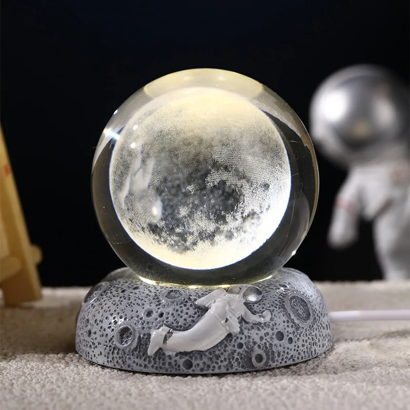 Kanlong USB Kids Room Decor Gift 3D Starry Sky Milky Way Moon Crystal Ball Night Light