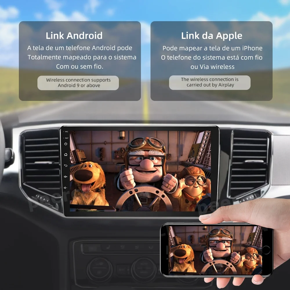 Universal 9 inch Double DIN Android Player 1+32GB GPS WIFI Car Radio Wireless Carplay/Android auto