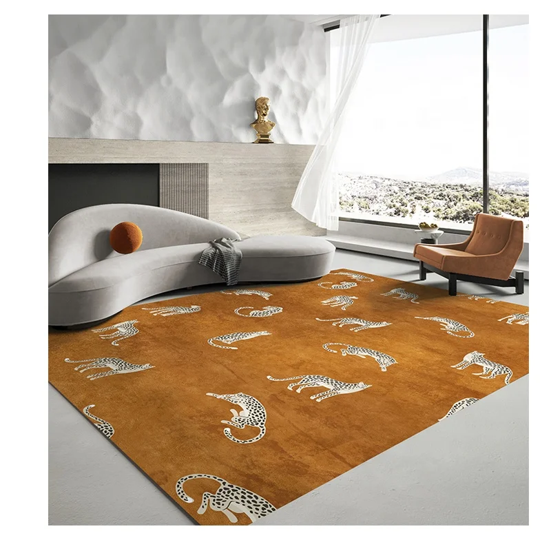 high quality machine made washable leopard design custom size living room area rug home decoration carpet