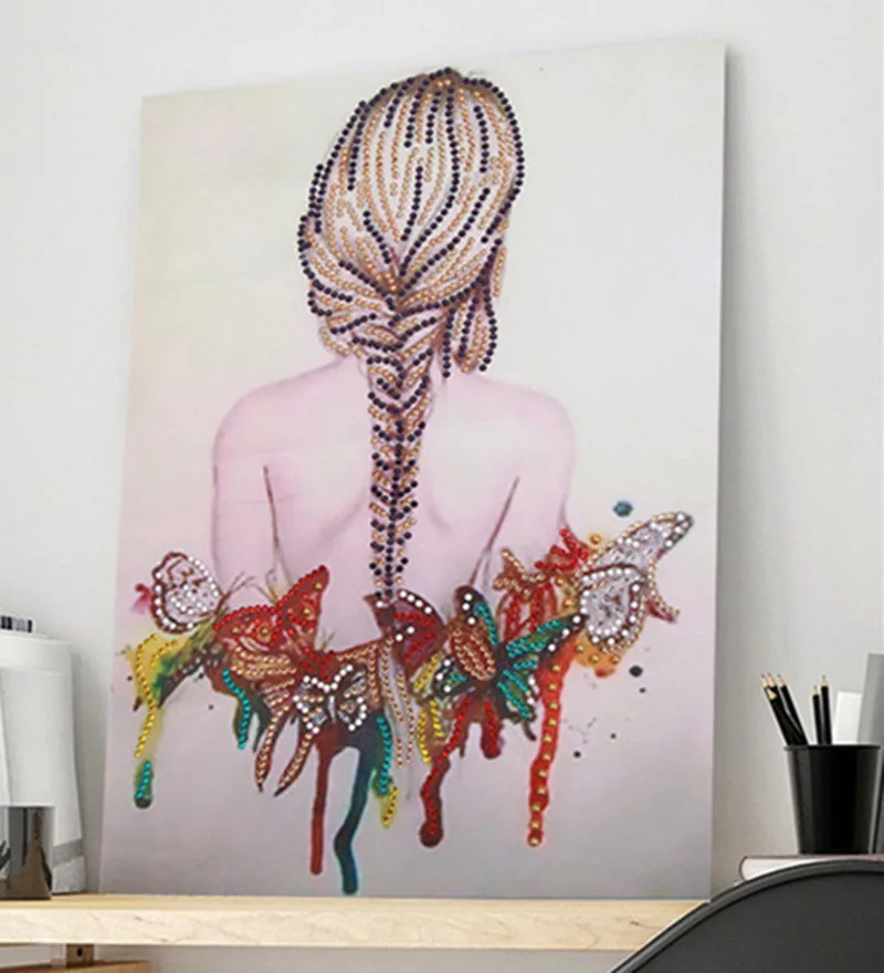 Wholesale Special Shaped Diamond 5D Diamond Painting Kits Sexy Beauty Butterfly AB Crystal Picture DIY Gift Home Decor