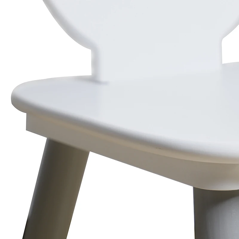 White Color Kids furniture round wood children table and 4 chairs set, chairs and table set for kids
