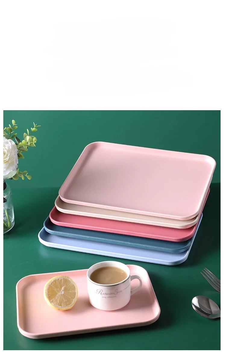 Multiple Size Cheap Price Tray Meal Food Fruit Tea Bar Rectangle Colourful  Plastic Serving Tray