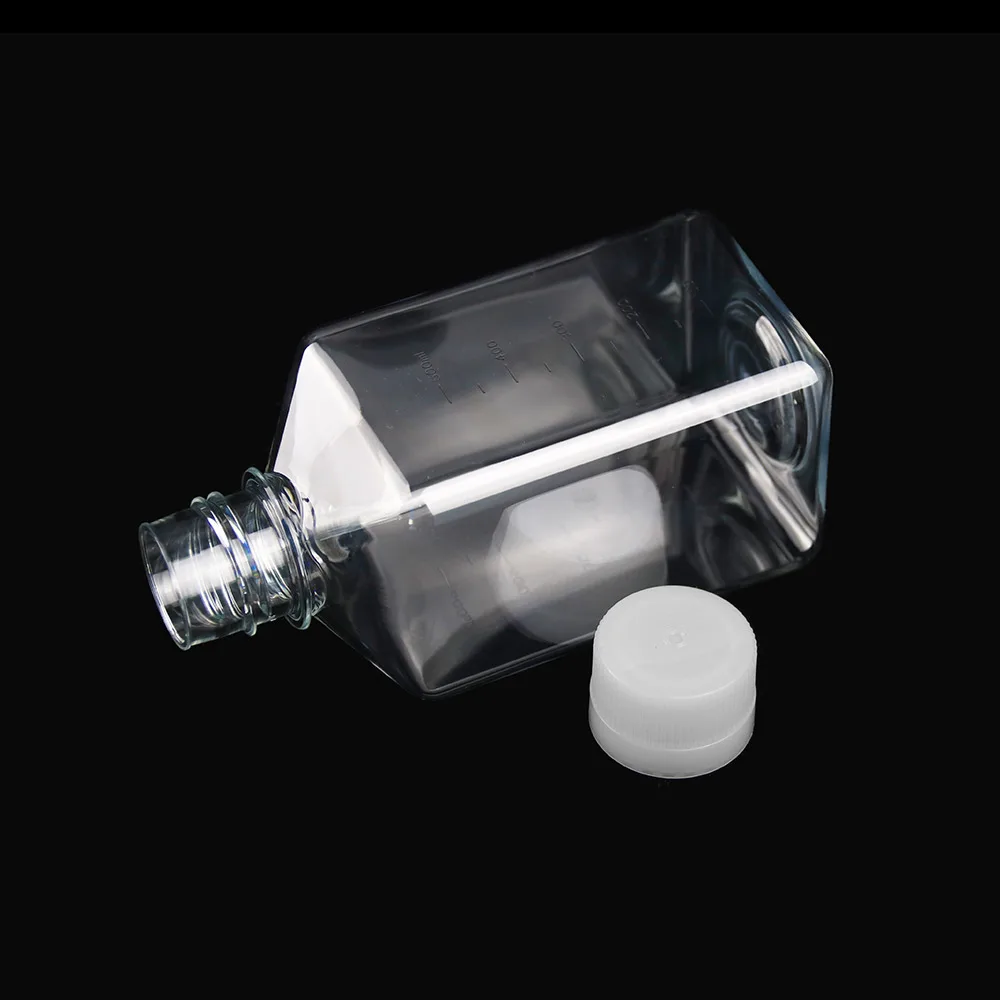 Round shoulder rectangle 500ml high grade petg lab cell culture bottles
