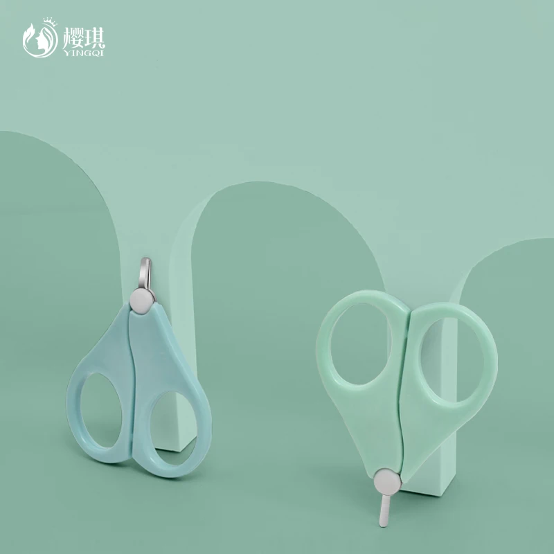 Safe Care Baby Nail Scissors Beautiful Designing Bird Shape Stainless Steel Cuticle Macaron Color Pink Blue With Safety Cover